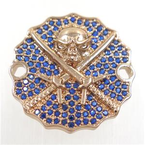 copper Jolly Roger connector paved zircon, rose gold, approx 22mm dia [FDZN3911]
