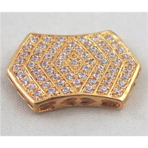 Zircon copper spacer bead, gold plated, approx 15x23mm [FDZN392]