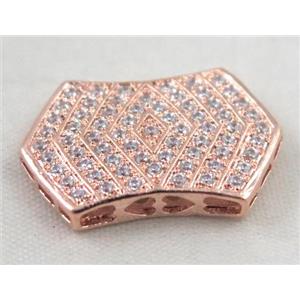 Zircon copper spacer bead, rose gold plated, approx 15x23mm [FDZN393]
