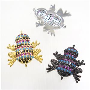 copper frog connector paved zircon, mix color, approx 15x16mm [FDZN3935]