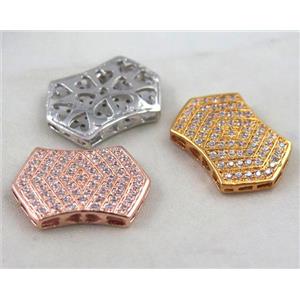 Zircon copper spacer bead, mix color, approx 15x23mm [FDZN394]