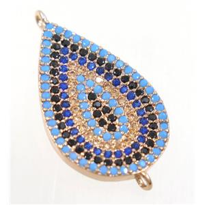 copper teardrop connector paved zircon, rose gold, approx 15x23mm [FDZN3954]
