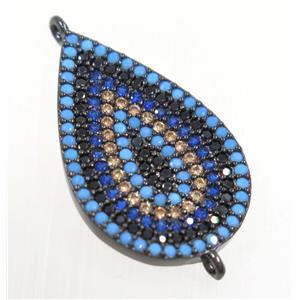 copper teardrop connector paved zircon, black plated, approx 15x23mm [FDZN3957]