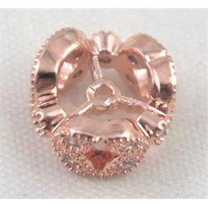 Zircon copper spacer bead, rose gold plated, approx 10mm dia [FDZN396]