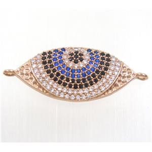 copper eye connector paved zircon, rose gold, approx 13x25mm [FDZN3964]