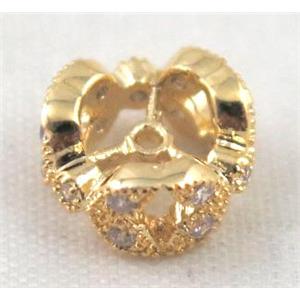 Zircon copper spacer bead, gold plated, approx 10mm dia [FDZN397]
