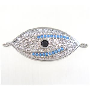 copper eye connector paved zircon, platinum plated, approx 13x24mm [FDZN3970]