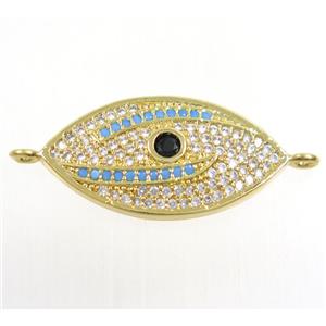 copper eye connector paved zircon, gold plated, approx 13x24mm [FDZN3971]