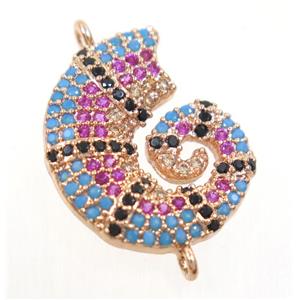 copper snail connector paved zircon, rose gold, approx 16x19mm [FDZN3974]