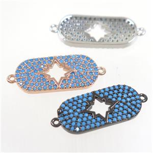 copper northstar connector paved zircon, turq, mix color, approx 10x20mm [FDZN3991]