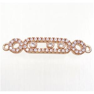 copper connector paved zircon, rose gold, approx 5x25mm [FDZN3992]