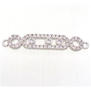 copper connector paved zircon, platinum plated, approx 5x25mm [FDZN3993]