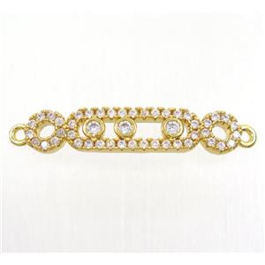 copper connector paved zircon, gold plated, approx 5x25mm [FDZN3994]