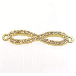 copper infinity connector paved zircon, gold plated, approx 5x20mm [FDZN3999]