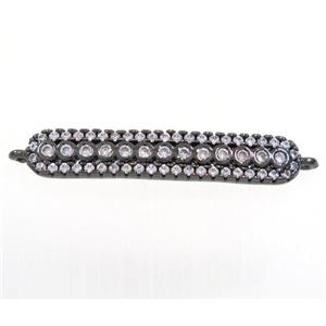 copper stick connector paved zircon, black plated, approx 5x28mm [FDZN4005]