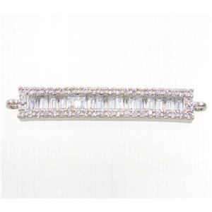 copper stick connector paved zircon, platinum plated, approx 5.5x29mm [FDZN4008]