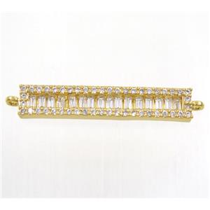 copper stick connector paved zircon, gold plated, approx 5.5x29mm [FDZN4009]