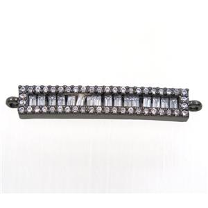 copper stick connector paved zircon, black plated, approx 5.5x29mm [FDZN4010]