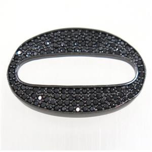 copper oval connector paved zircon, black plated, approx 18x25mm [FDZN4015]