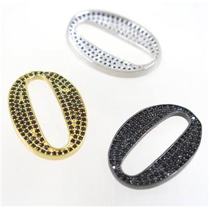 copper oval connector paved black zircon, mix color, approx 18x25mm [FDZN4016]