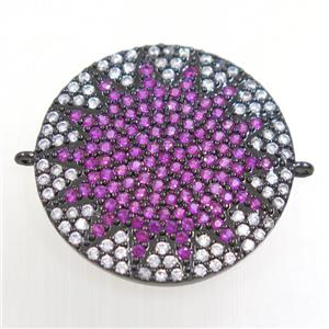 copper sun connector paved zircon, black plated, approx 25mm dia [FDZN4035]
