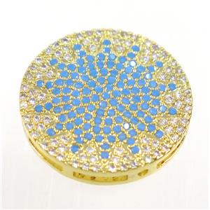 copper sun beads paved zircon, gold plated, approx 20mm dia [FDZN4044]