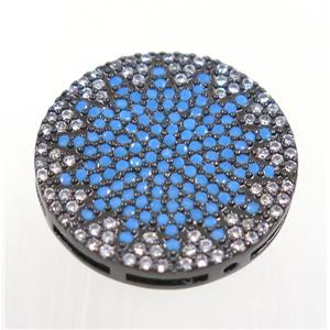 copper sun beads paved zircon, black plated, approx 20mm dia [FDZN4045]