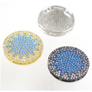 copper sun beads paved zircon, mix color, approx 20mm dia [FDZN4046]