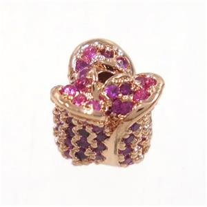 copper flower bead paved zircon, rose gold, approx 7x8mm [FDZN4047]