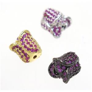 copper flower bead paved zircon, mix color, approx 7x8mm [FDZN4051]