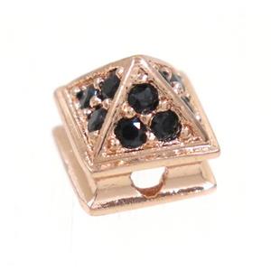 copper bead paved zircon, rose gold, approx 7-8mm [FDZN4052]
