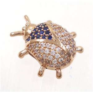 copper bettle beads paved zircon, rose gold, approx 15x17mm, 4mm hole [FDZN4073]