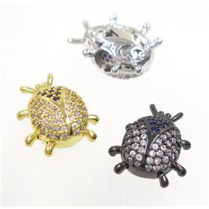 copper bettle beads paved zircon, mix color, approx 15x17mm, 4mm hole [FDZN4077]