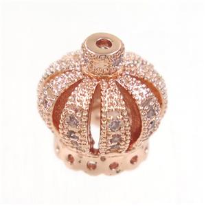 copper crown tassel bail paved zircon, rose gold, approx 11x11mm [FDZN4088]
