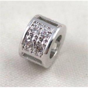 Zircon copper spacer bead, platinum plated, approx 8.5x6mm, 5mm hole [FDZN411]