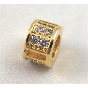 Zircon copper spacer bead, gold plated, approx 8.5x6mm, 5mm hole [FDZN412]