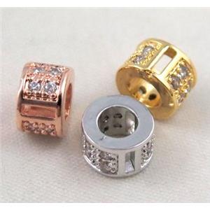 Zircon copper spacer bead, mixed color, approx 8.5x6mm, 5mm hole [FDZN414]