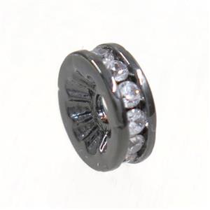 copper heishi beads paved zircon, black plated, approx 8mm dia [FDZN4149]