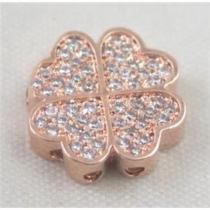 Zircon copper spacer bead, rose gold plated, approx 14x14mm [FDZN415]