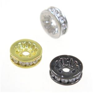 copper heishi spacer beads paved zircon, mix color, approx 8mm dia [FDZN4150]