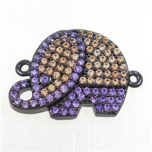 copper Elephant connector paved zircon, black plated, approx 15-20mm [FDZN4157]