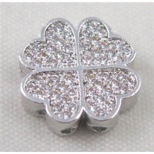 Zircon copper spacer bead, platinum plated, approx 14x14mm [FDZN416]