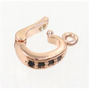 copper clasp paved zircon, rose gold, approx 7-8mm [FDZN4161]