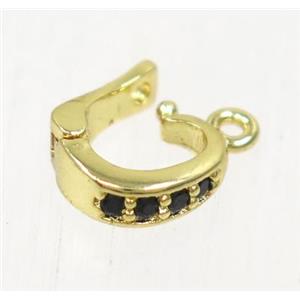 copper clasp paved zircon, gold plated, approx 7-8mm [FDZN4163]