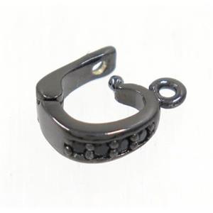 copper clasp paved zircon, black plated, approx 7-8mm [FDZN4164]