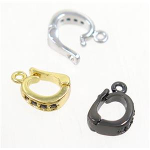 copper clasp paved zircon, mix color, approx 7-8mm [FDZN4165]