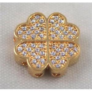 Zircon copper spacer bead, gold plated, approx 14x14mm [FDZN417]