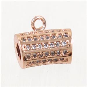 copper hanger bail paved zircon, rose gold, approx 6-10mm [FDZN4176]