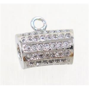 copper hanger bail paved zircon, platinum plated, approx 6-10mm [FDZN4177]