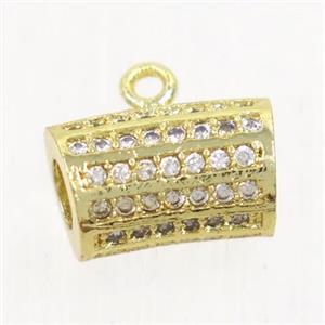 copper hanger bail paved zircon, gold plated, approx 6-10mm [FDZN4178]